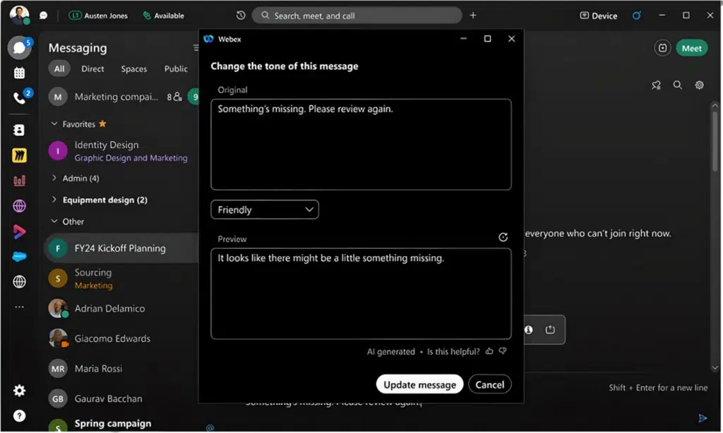 Cisco prezentuje strategię wykorzystania AI w platformie Webex
